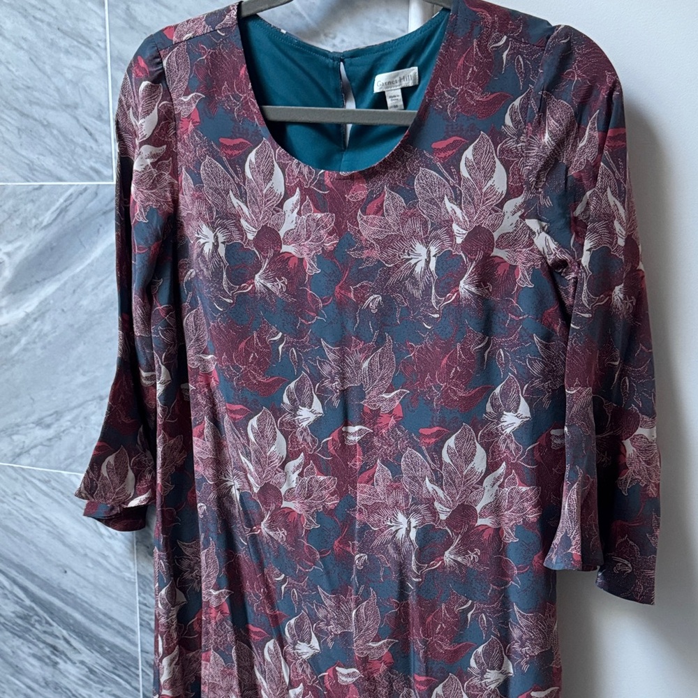 Silk Floral Long Sleeve Dress